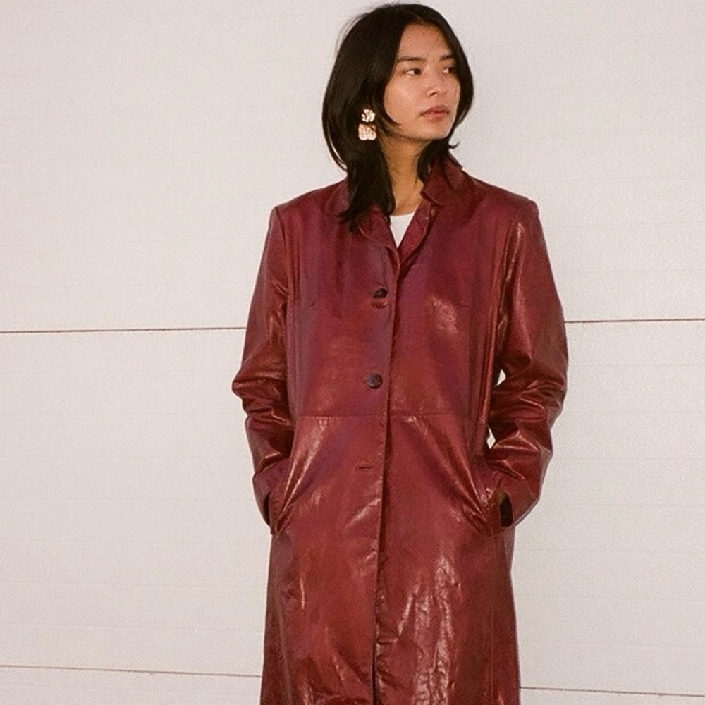 Vintage Kookai Paris Marroon Leather Jacket. Size XL